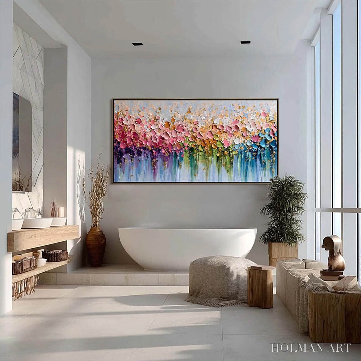 HOLMAN ART Chromatic Bloom – Colorful Abstract Floral Impasto Palette Knife Painting - image 6