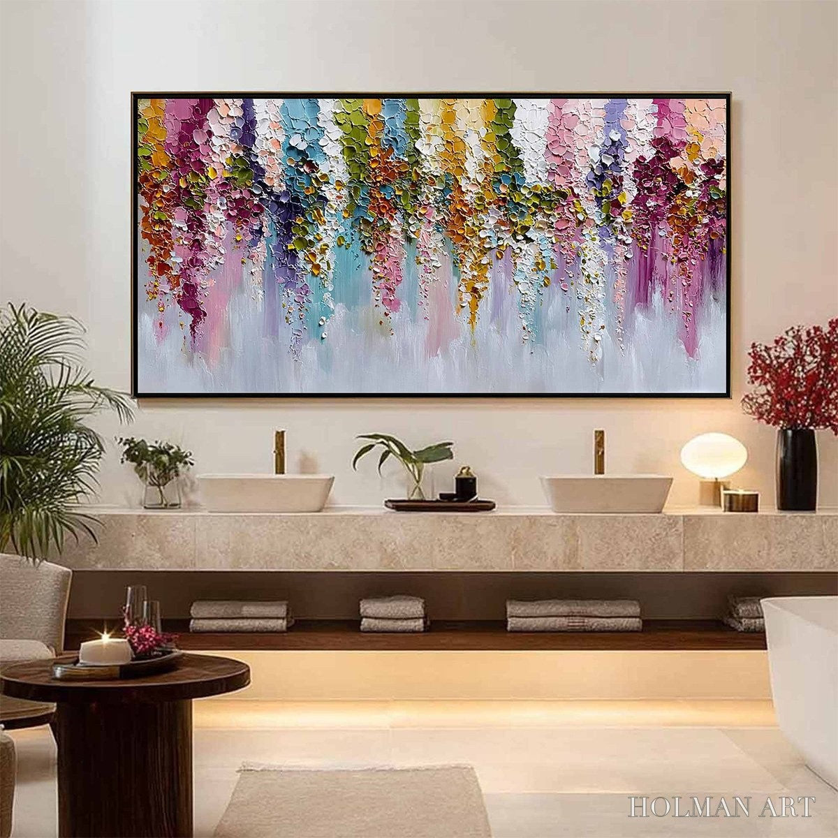 HOLMAN ART Floral Cascade Heavy Texture Abstract Floral Oil Painting - image 2