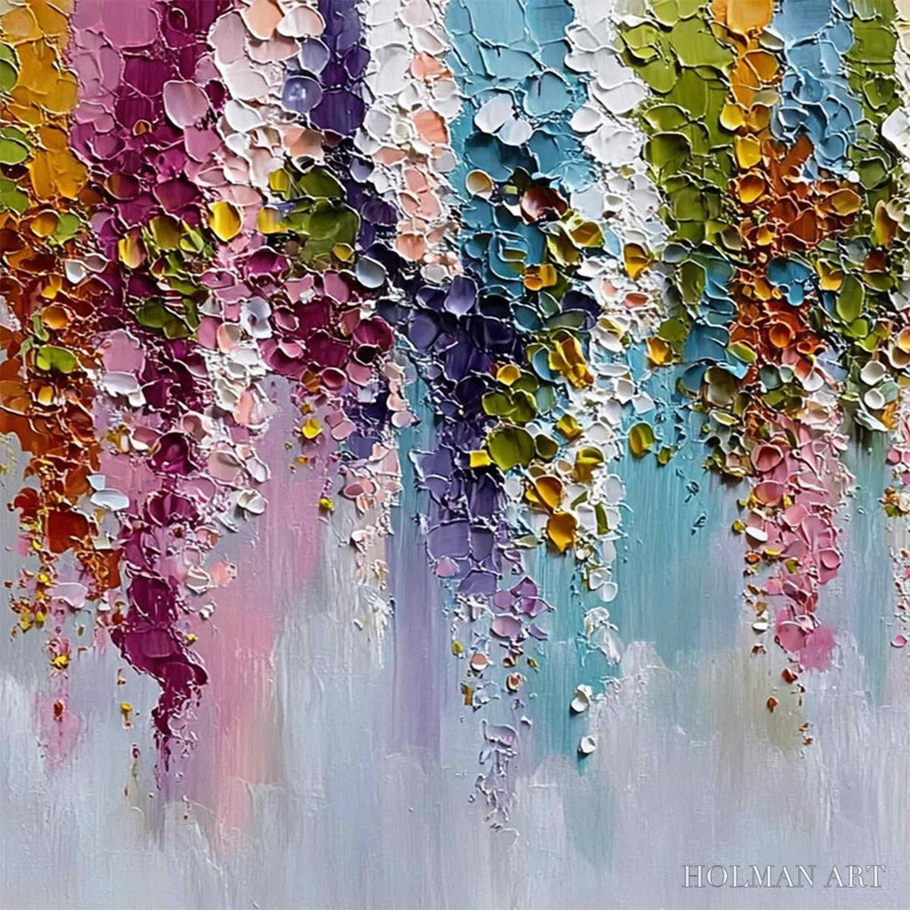 HOLMAN ART Floral Cascade Heavy Texture Abstract Floral Oil Painting - image 3