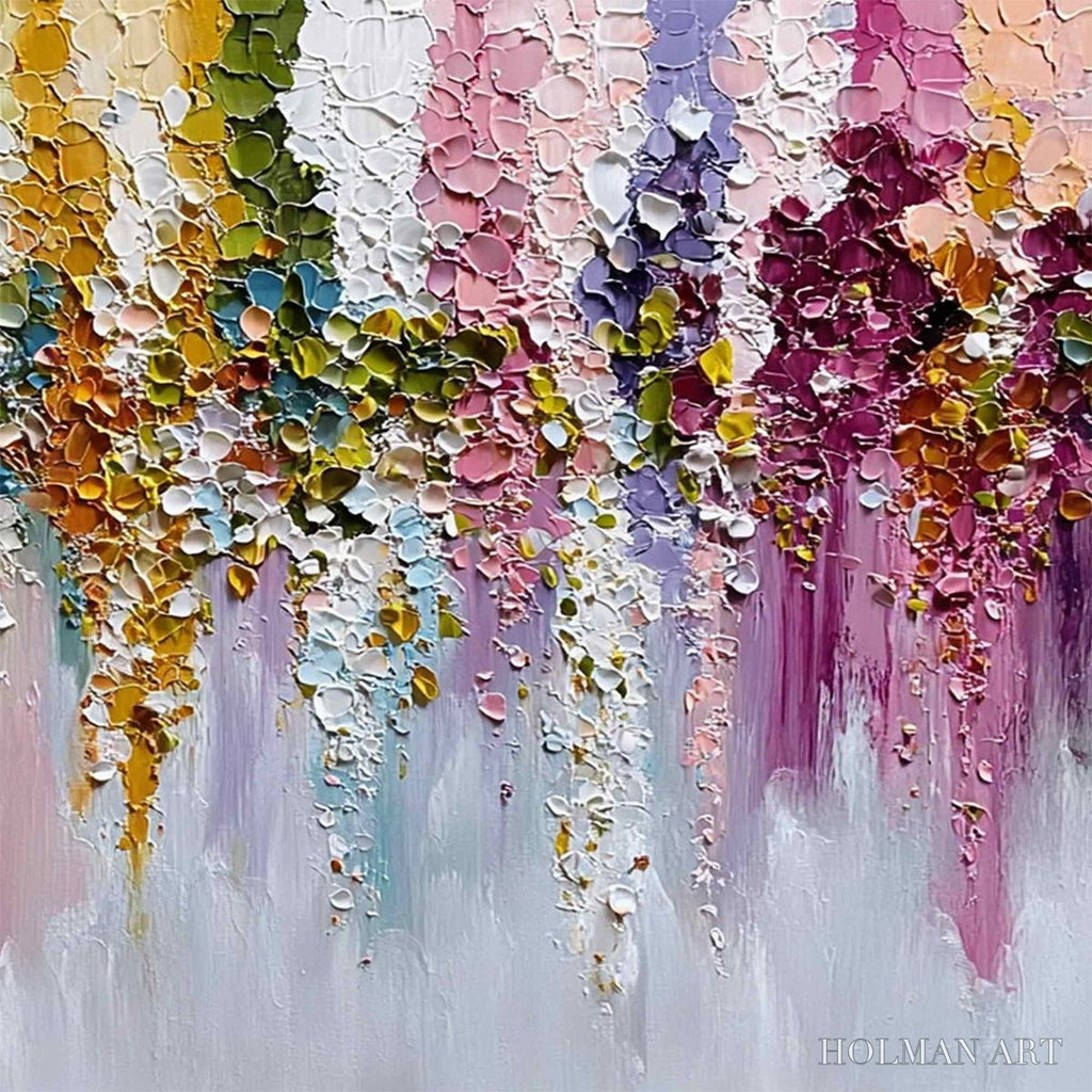 HOLMAN ART Floral Cascade Heavy Texture Abstract Floral Oil Painting - image 5