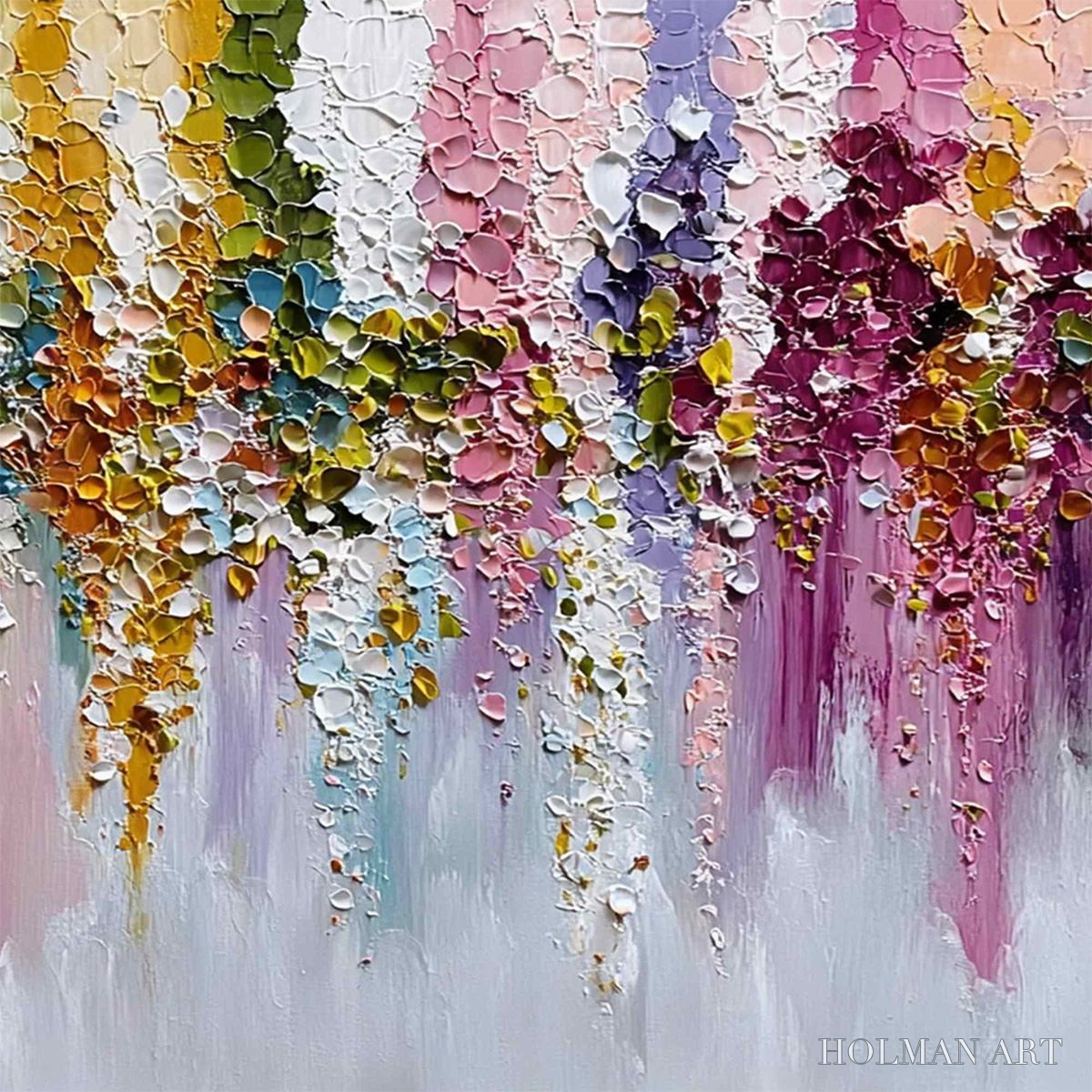 HOLMAN ART Floral Cascade Heavy Texture Abstract Floral Oil Painting - image 5