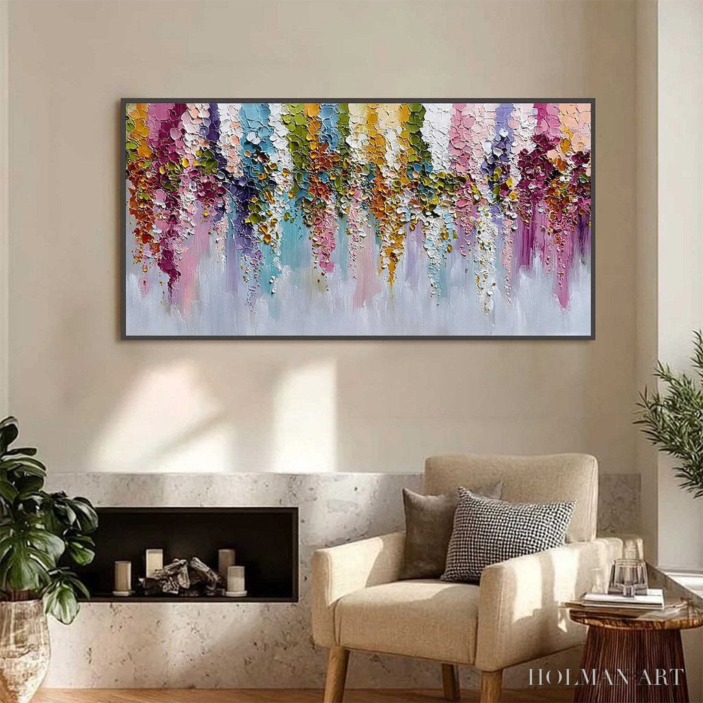HOLMAN ART Floral Cascade Heavy Texture Abstract Floral Oil Painting - image 6
