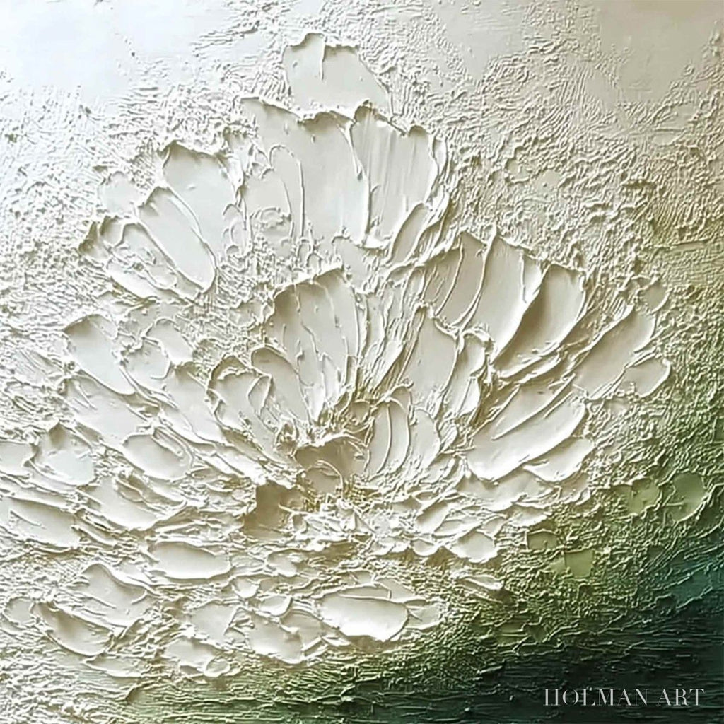 HOLMAN ART Emerald Bloom – Textured Wabi Sabi Floral Abstract - image 3