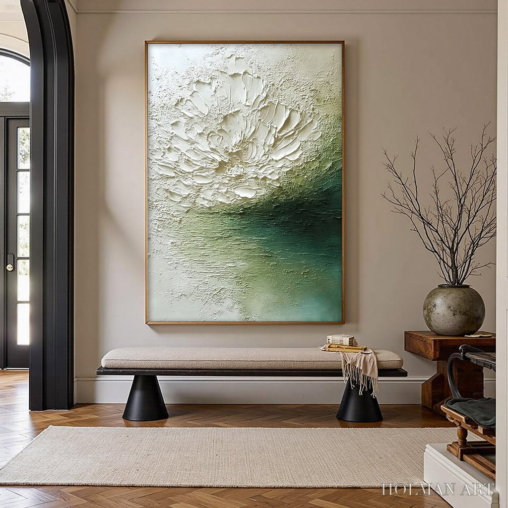 HOLMAN ART Emerald Bloom – Textured Wabi Sabi Floral Abstract - image 4