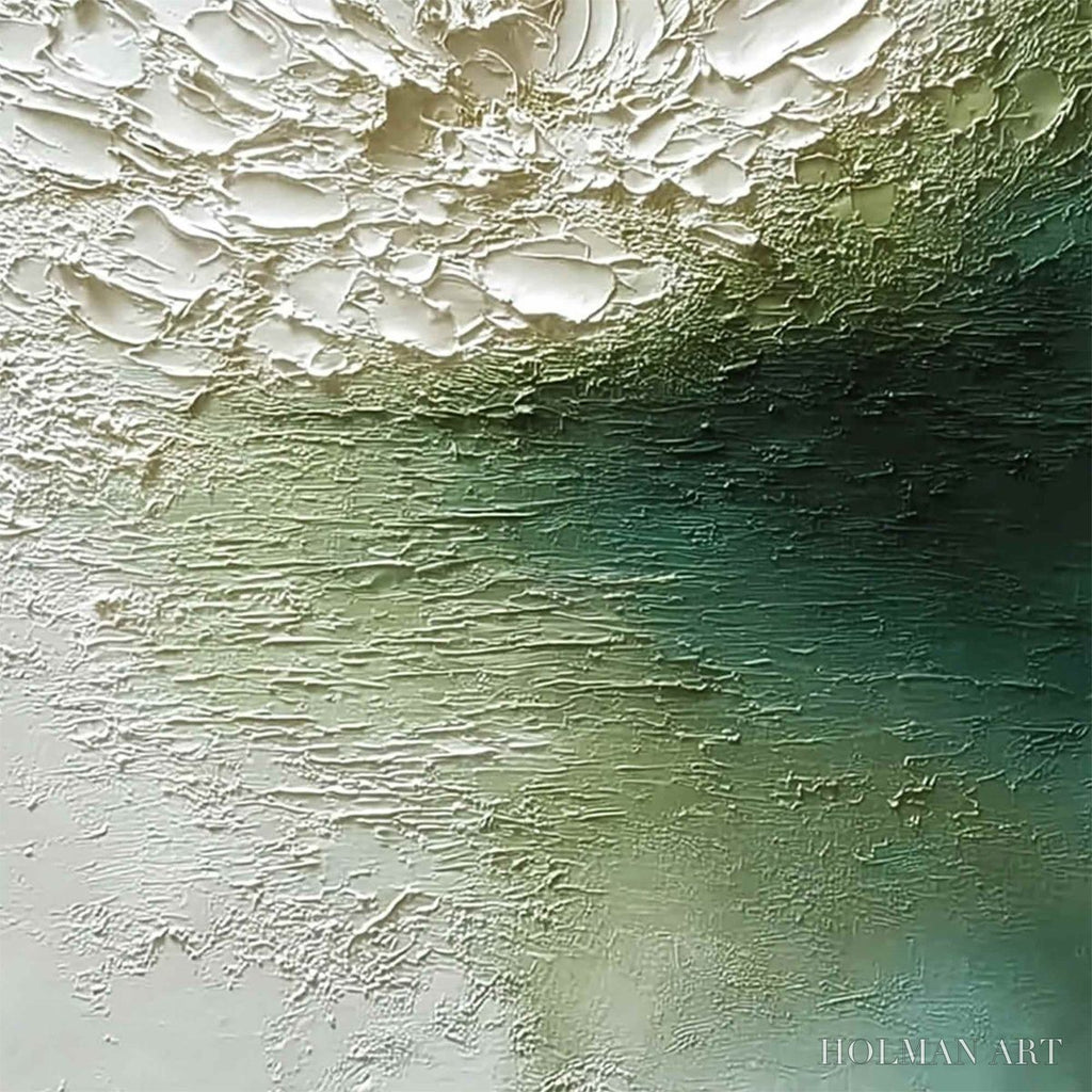HOLMAN ART Emerald Bloom – Textured Wabi Sabi Floral Abstract - image 5