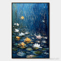 HOLMAN ART Celestial Rain – Textured Impasto Painting of Water Lilies in Rain - image 1