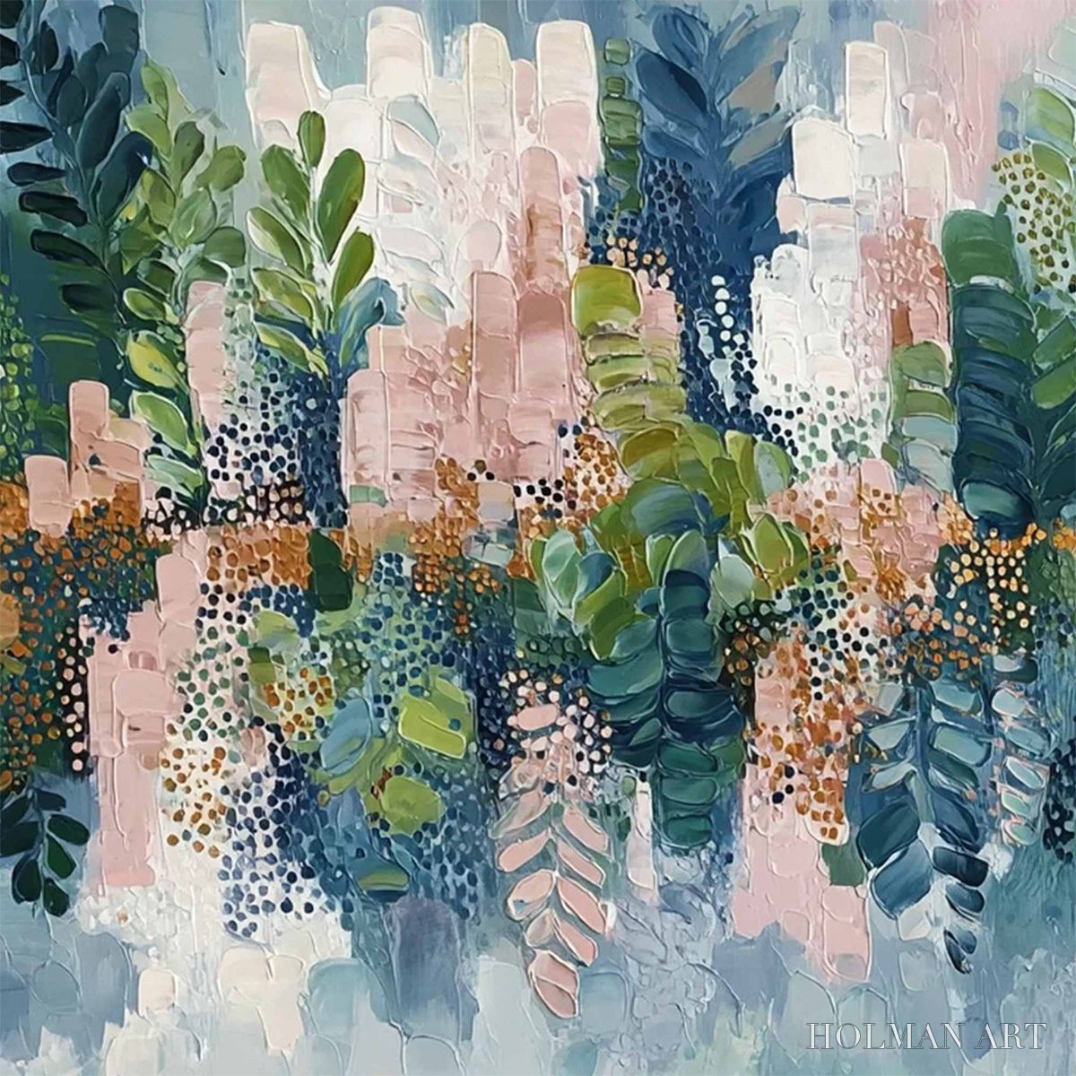 HOLMAN ART Verdant Sanctuary – Colorful Abstract Botanical Textured Painting - image 3
