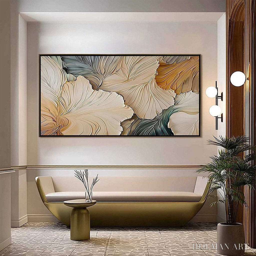 HOLMAN ART Petal Whispers – Textured Wabi Sabi Abstract Leaf Painting - image 2
