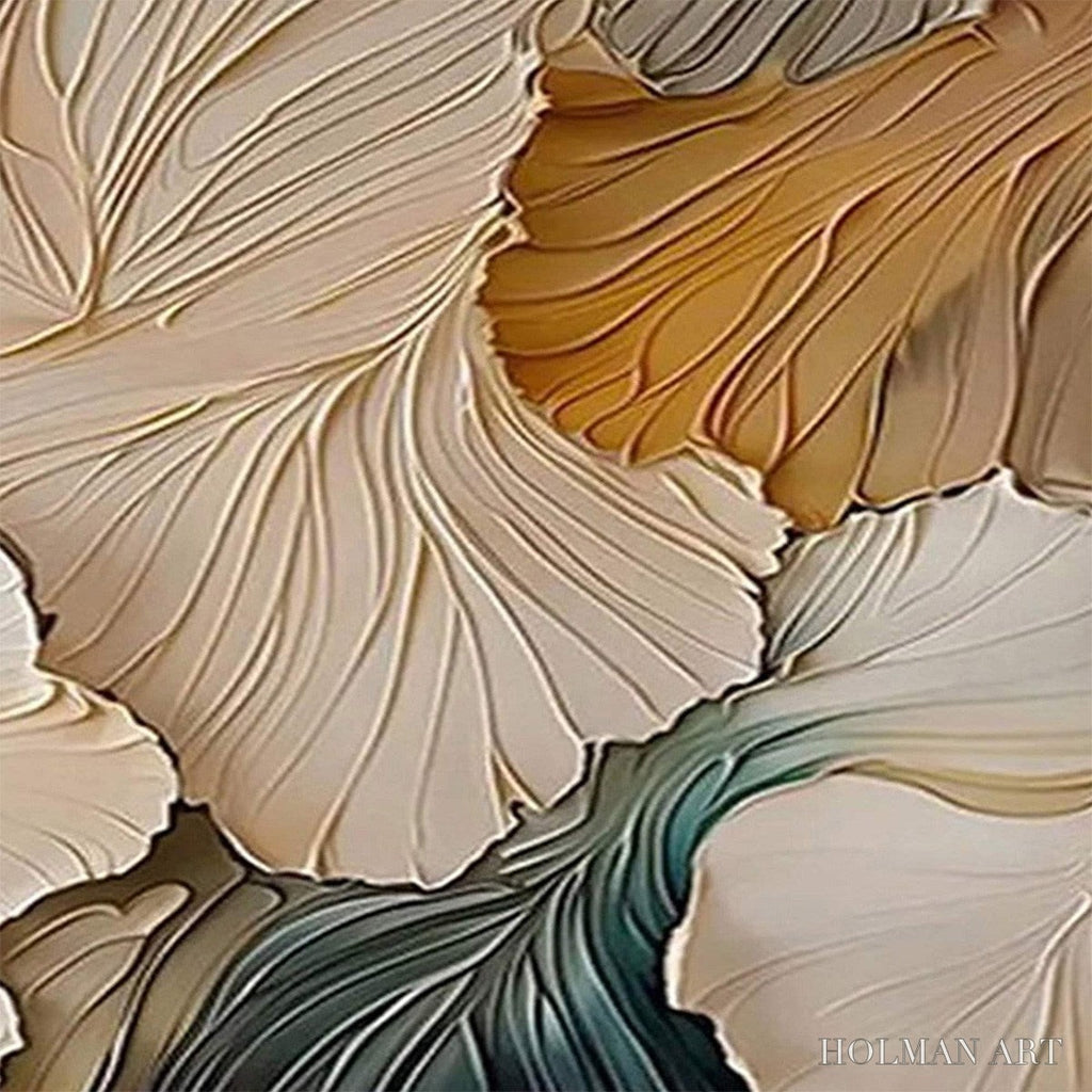 HOLMAN ART Petal Whispers – Textured Wabi Sabi Abstract Leaf Painting - image 3