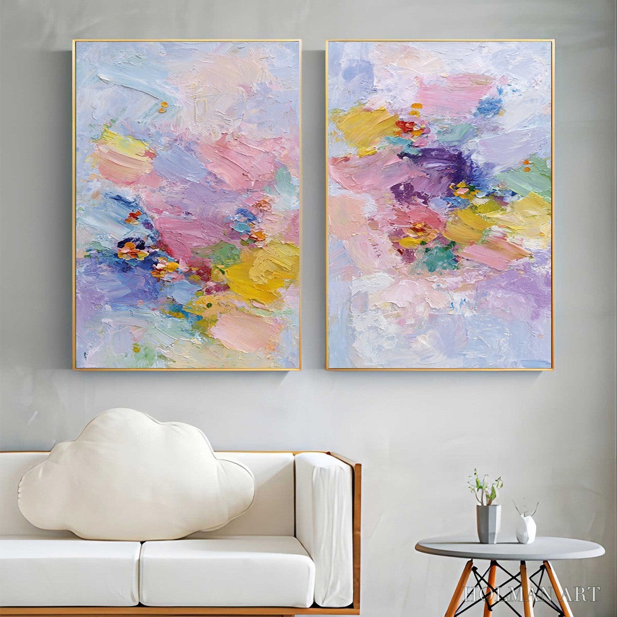 HOLMAN ART Garden Reverie – Colorful Abstract Floral Impasto Painting Set of 2 - image 6