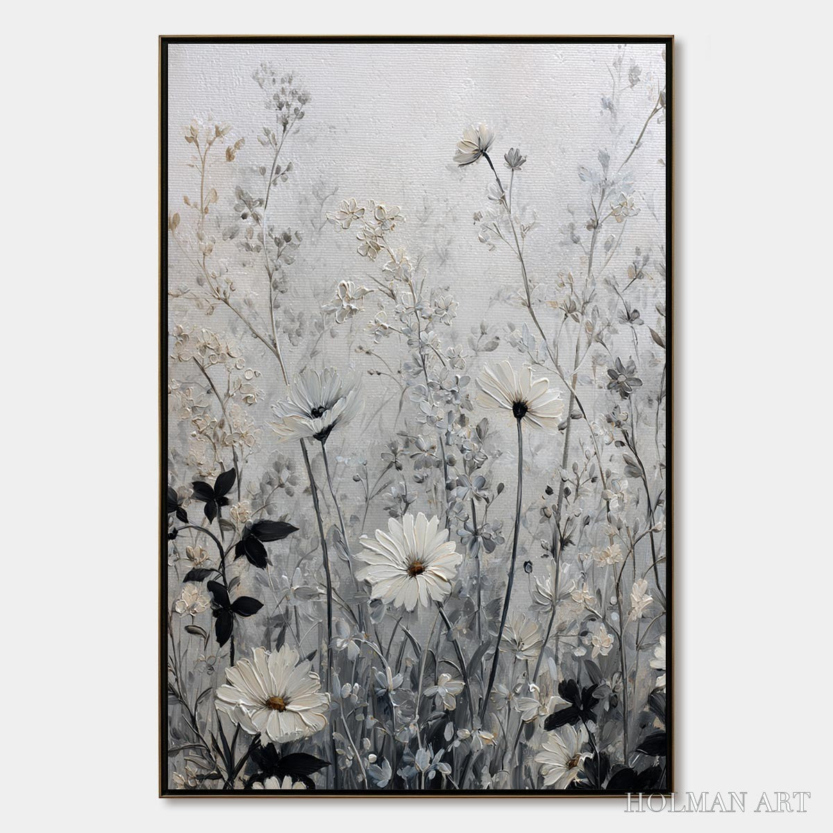 HOLMAN ART Whispers in the Meadow – Textured Neutral Floral Meadow Painting - image 1