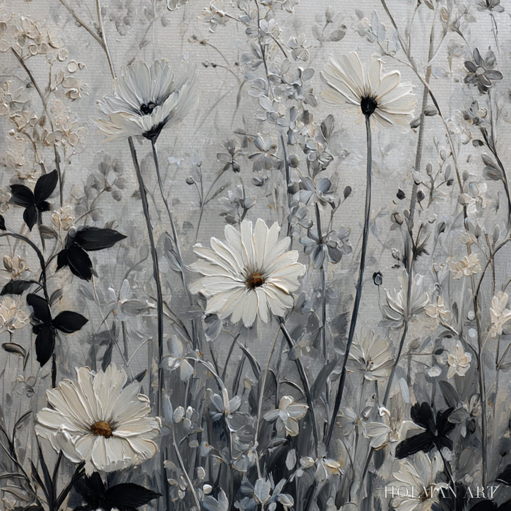 HOLMAN ART Whispers in the Meadow – Textured Neutral Floral Meadow Painting - image 3