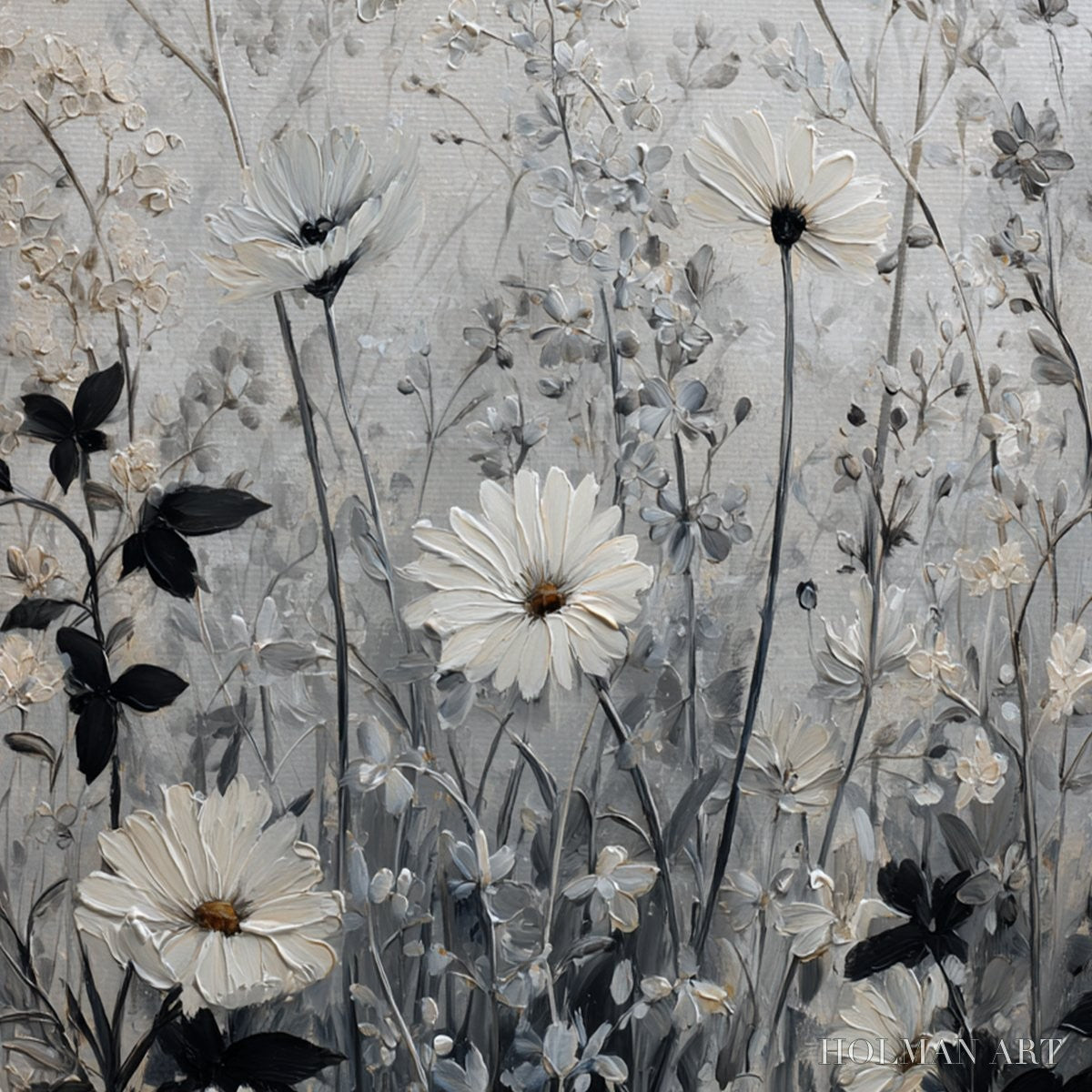 HOLMAN ART Whispers in the Meadow – Textured Neutral Floral Meadow Painting - image 3