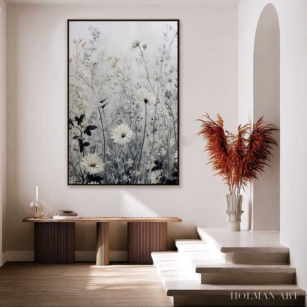 HOLMAN ART Whispers in the Meadow – Textured Neutral Floral Meadow Painting - image 4