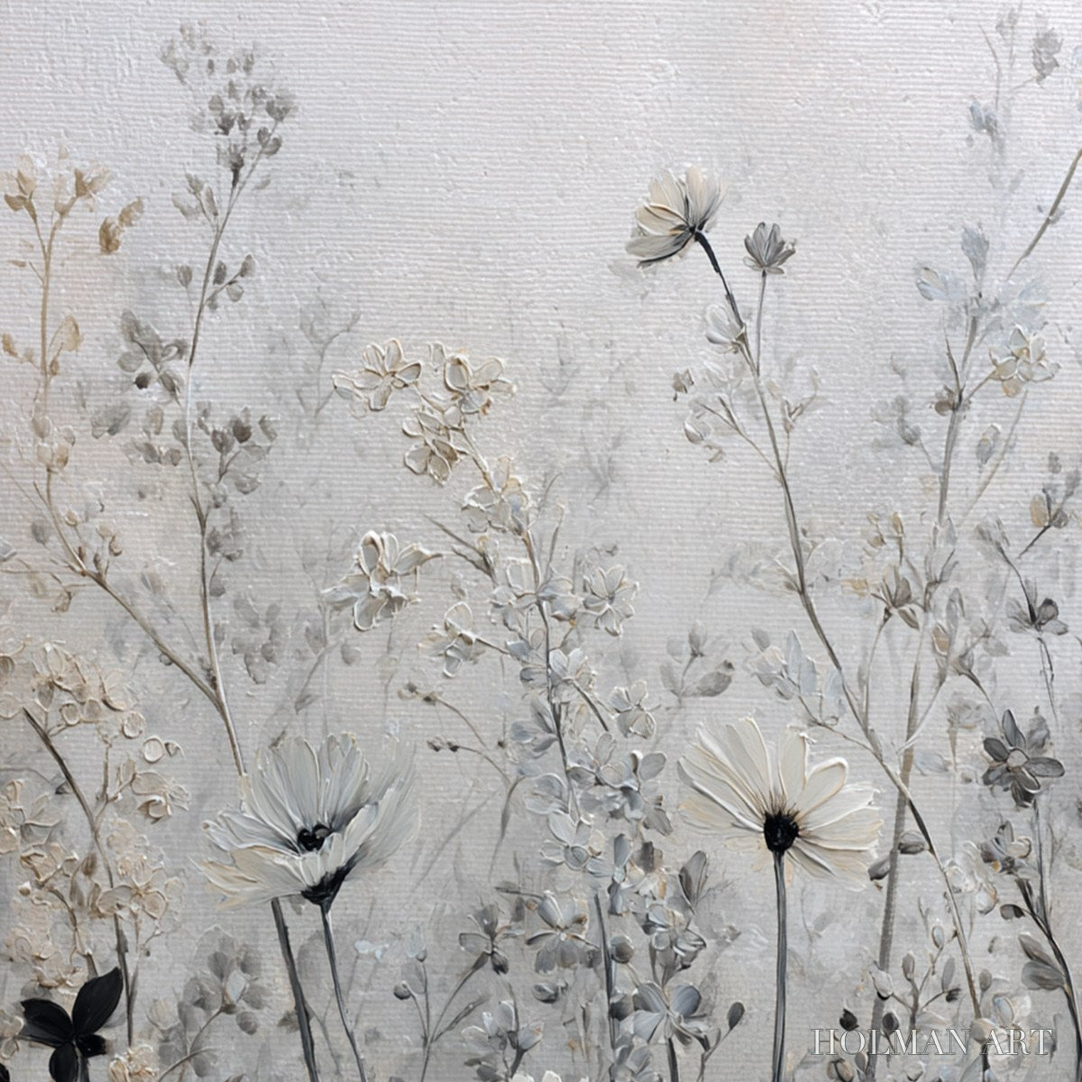 HOLMAN ART Whispers in the Meadow – Textured Neutral Floral Meadow Painting - image 5