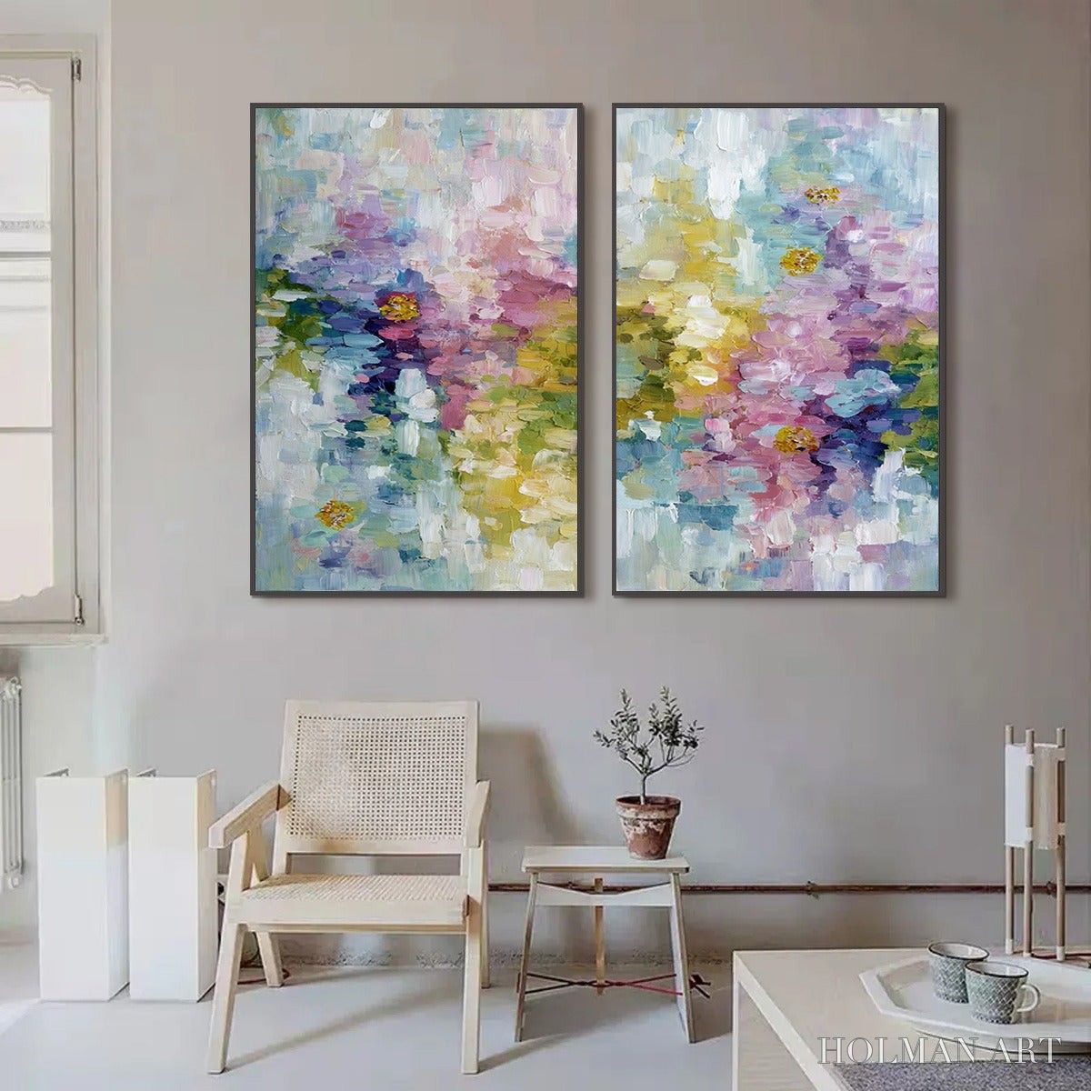 HOLMAN ART Garden Reverie – Colorful Abstract Floral Impasto Painting Set - image 2