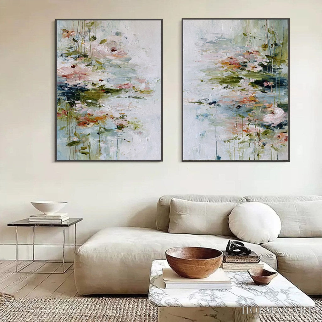 HOLMAN ART Garden Reverie – Abstract Impressionist Floral Diptych Painting - image 4