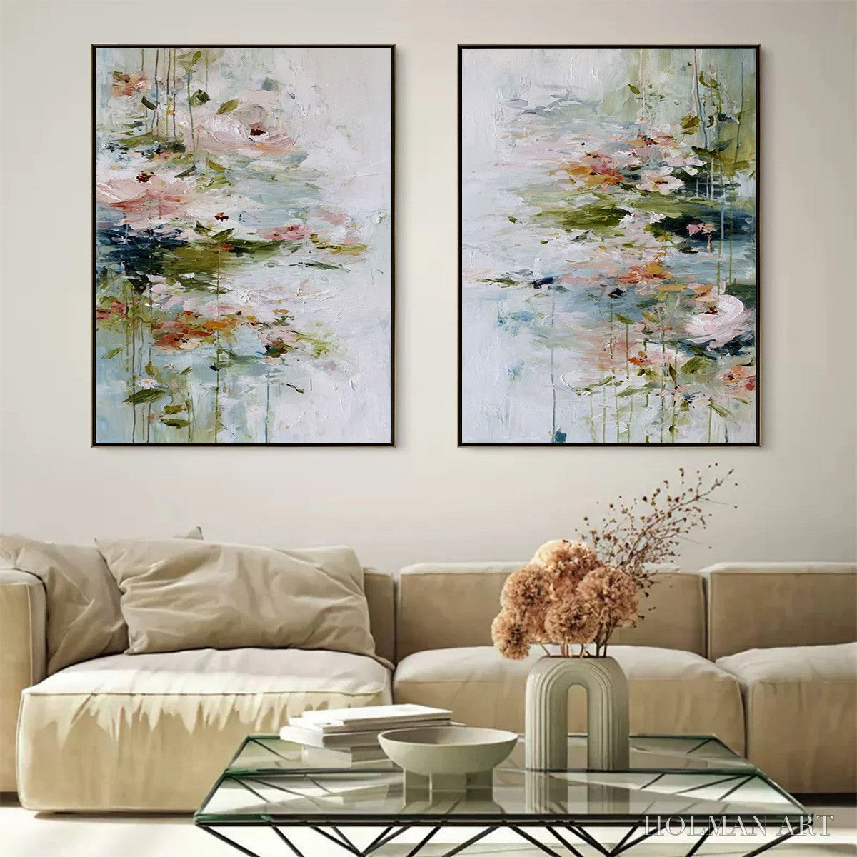 HOLMAN ART Garden Reverie – Abstract Impressionist Floral Diptych Painting - image 6