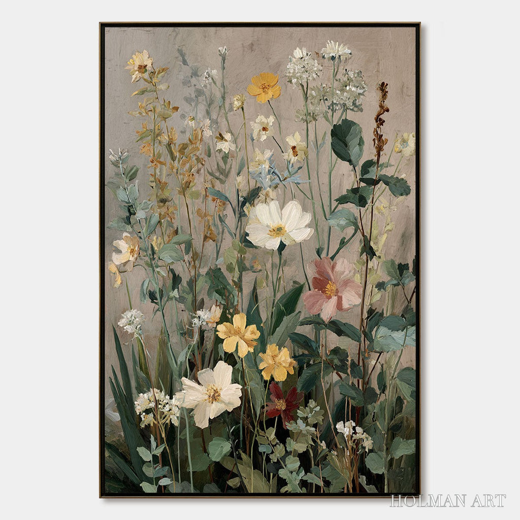 HOLMAN ART Wild Bloom Serenade – Vintage Style Wildflower Meadow Oil Painting - image 1