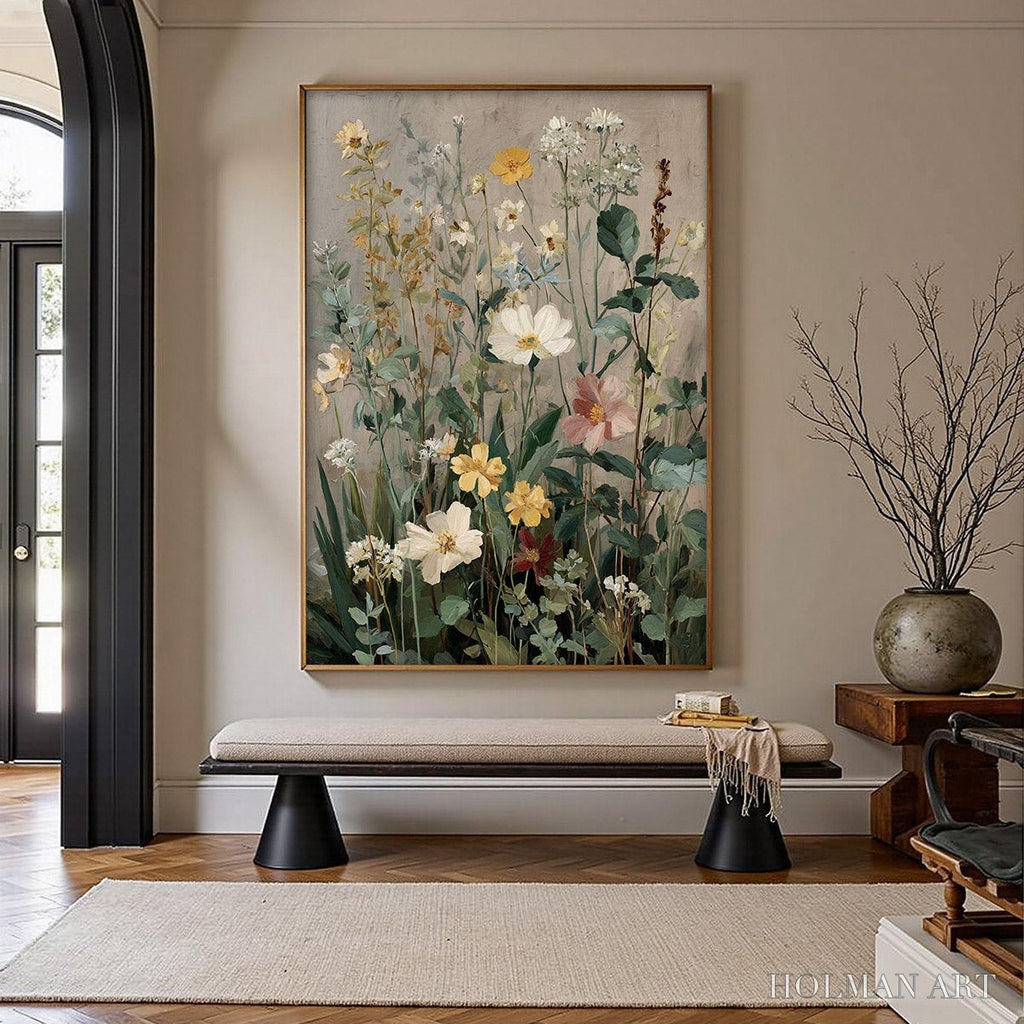 HOLMAN ART Wild Bloom Serenade – Vintage Style Wildflower Meadow Oil Painting - image 2