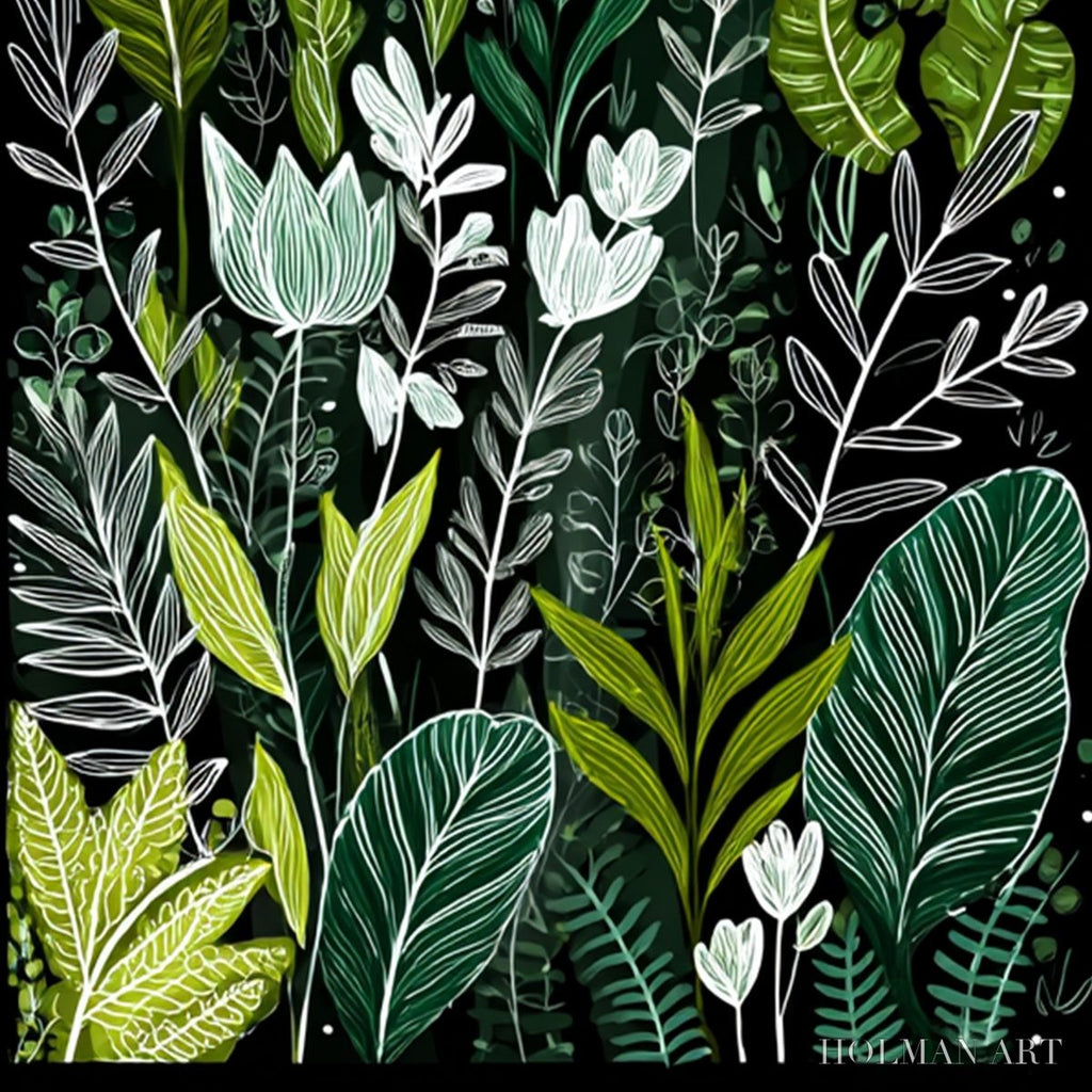 HOLMAN ART Nocturnal Garden – Modern Graphic Botanical Illustration Art - image 3