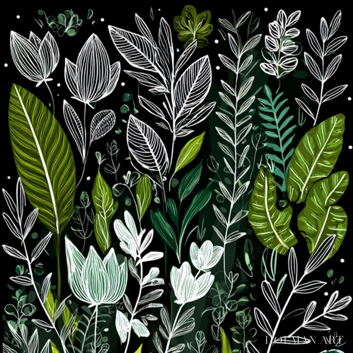 HOLMAN ART Nocturnal Garden – Modern Graphic Botanical Illustration Art - image 5