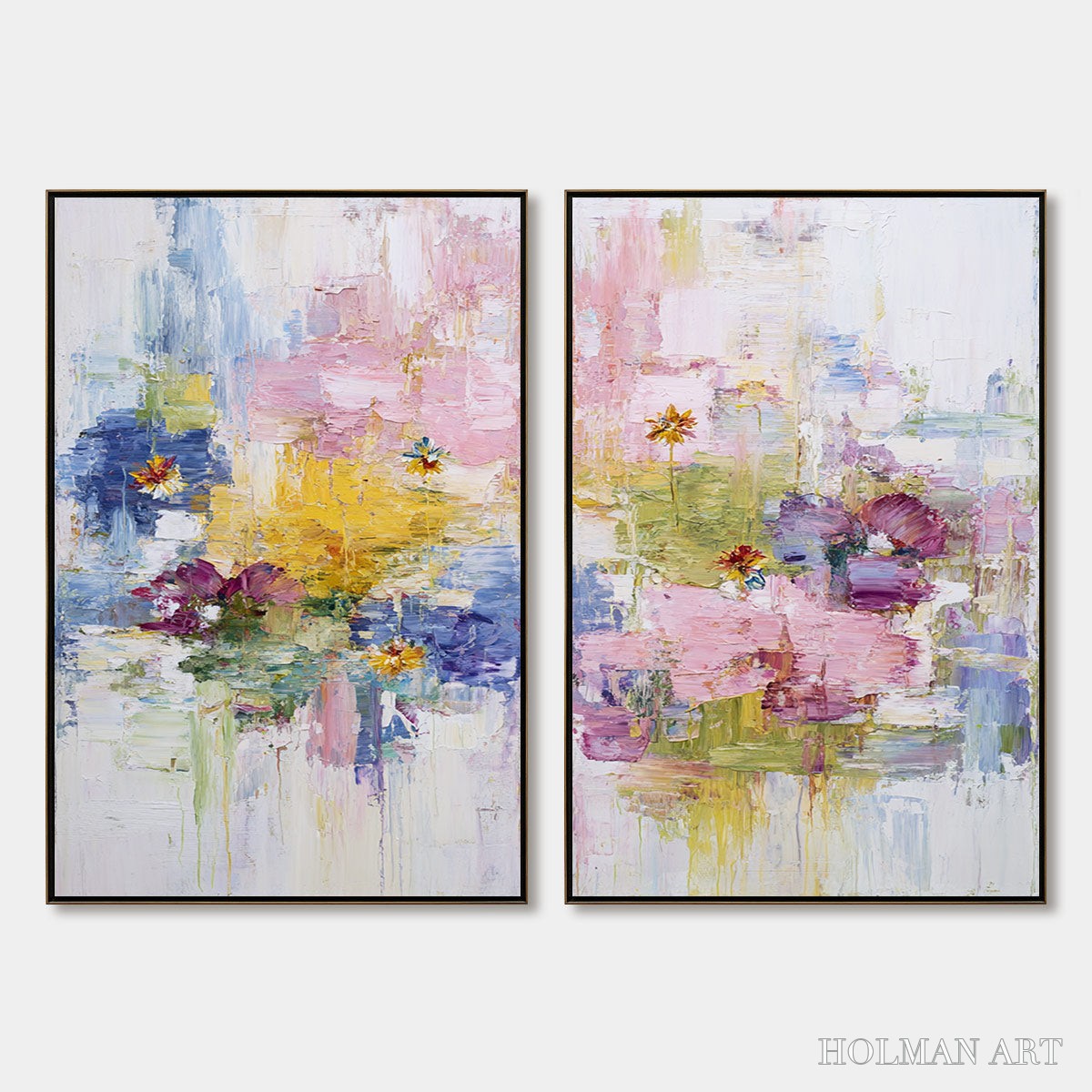 HOLMAN ART Reflections in Bloom – Colorful Abstract Floral Palette Knife Painting Set - image 1