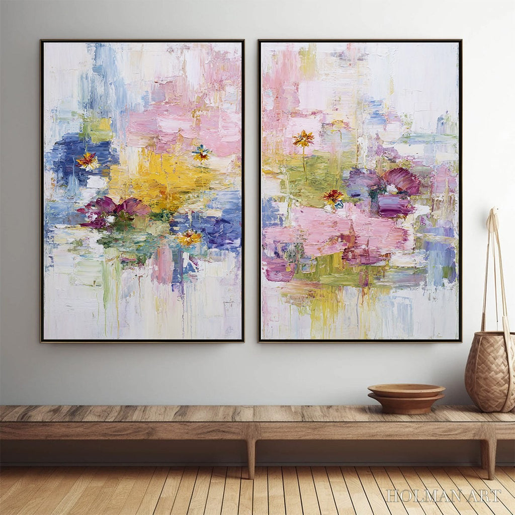 HOLMAN ART Reflections in Bloom – Colorful Abstract Floral Palette Knife Painting Set - image 2