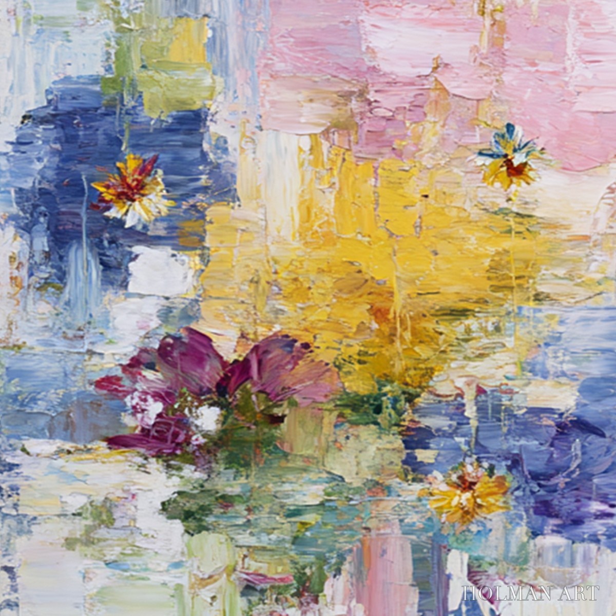 HOLMAN ART Reflections in Bloom – Colorful Abstract Floral Palette Knife Painting Set - image 3