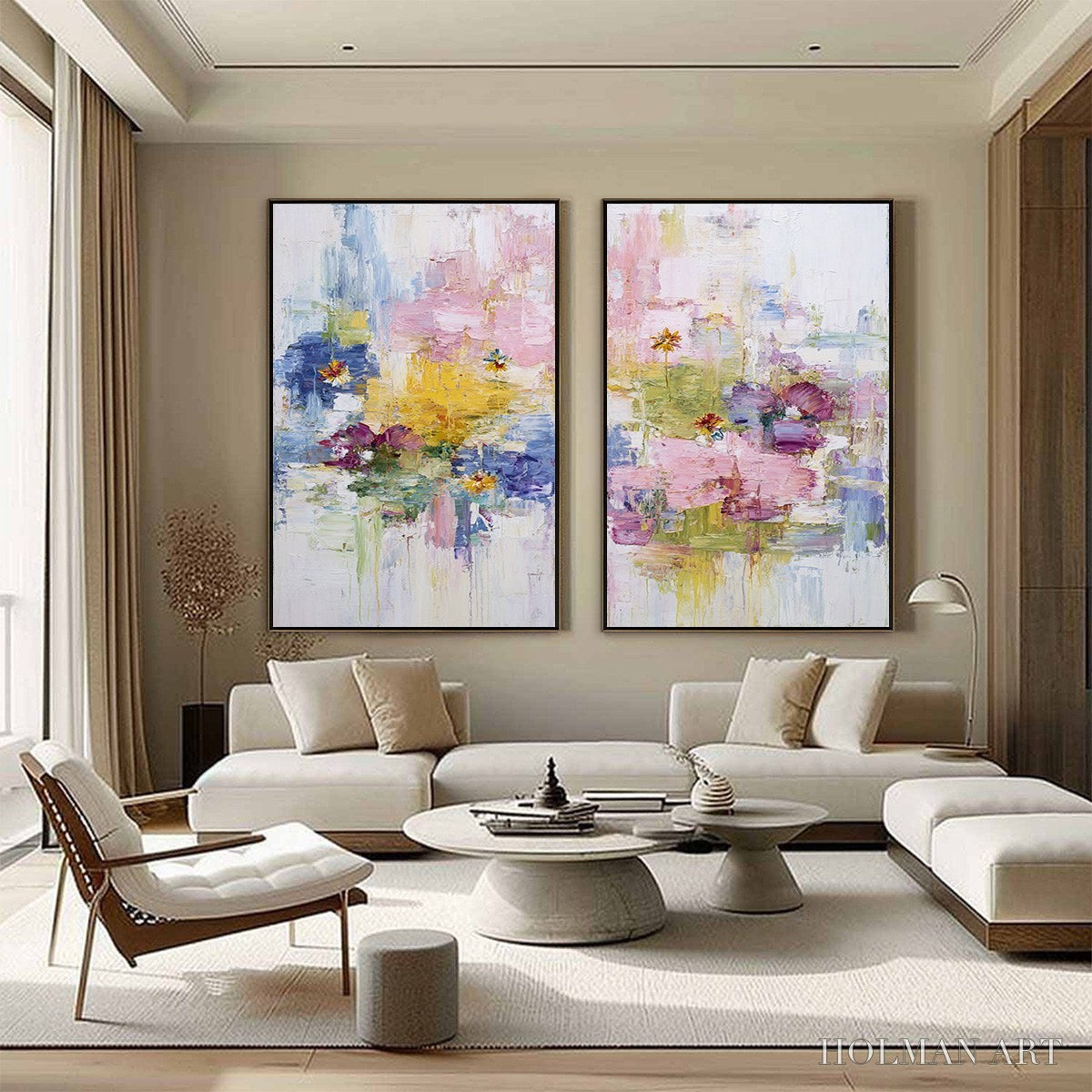 HOLMAN ART Reflections in Bloom – Colorful Abstract Floral Palette Knife Painting Set - image 4