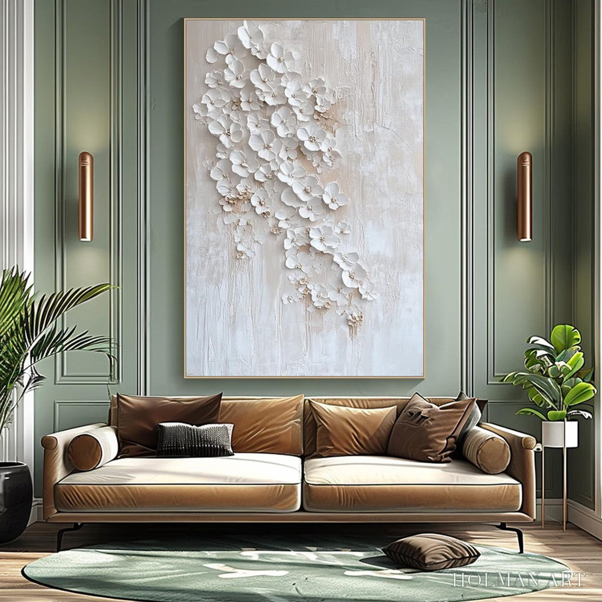 HOLMAN ART Blossom Cascade – Textured Wabi Sabi 3D Flower Painting - image 2