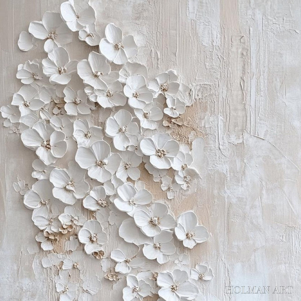 HOLMAN ART Blossom Cascade – Textured Wabi Sabi 3D Flower Painting - image 3