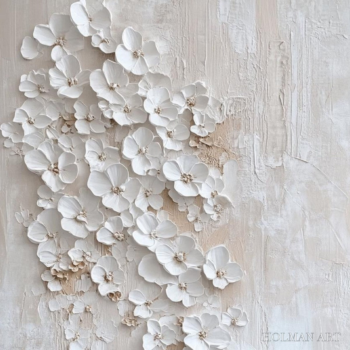 HOLMAN ART Blossom Cascade – Textured Wabi Sabi 3D Flower Painting - image 3