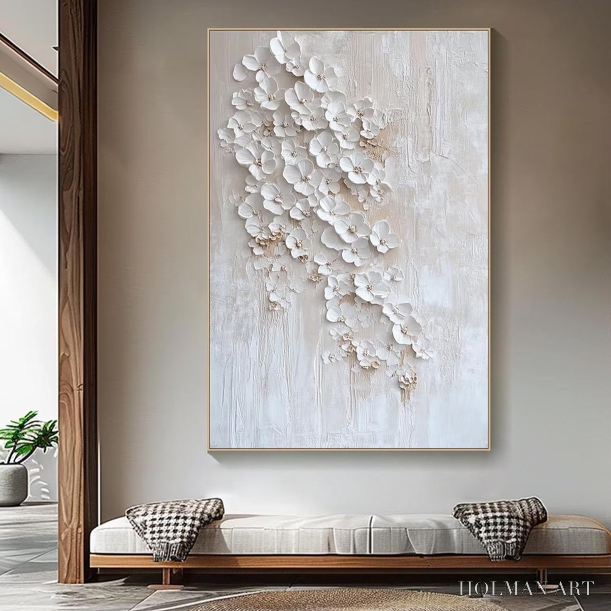 HOLMAN ART Blossom Cascade – Textured Wabi Sabi 3D Flower Painting - image 4