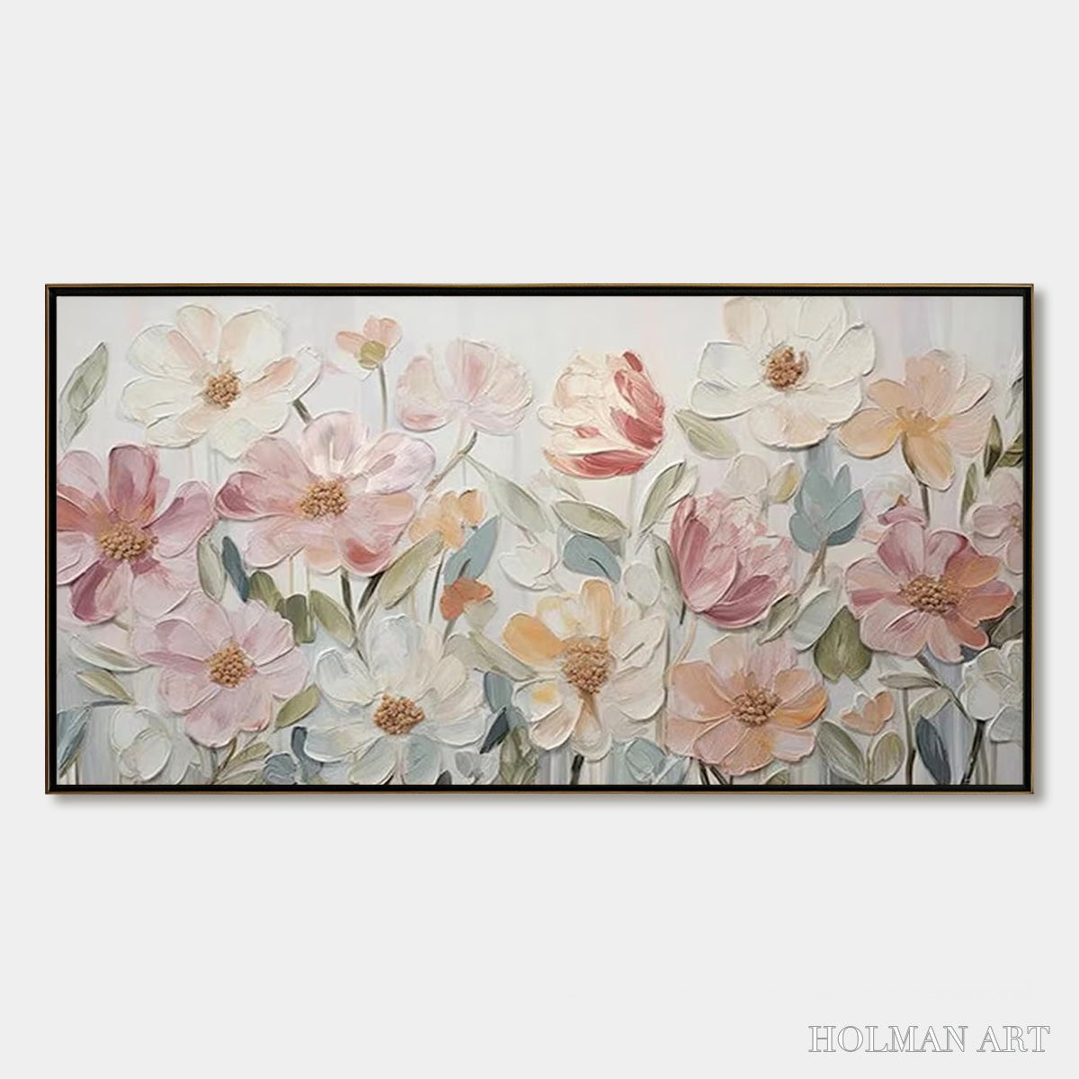 HOLMAN ART Bloom Whisper – Textured Pastel Floral Oil Painting - image 1