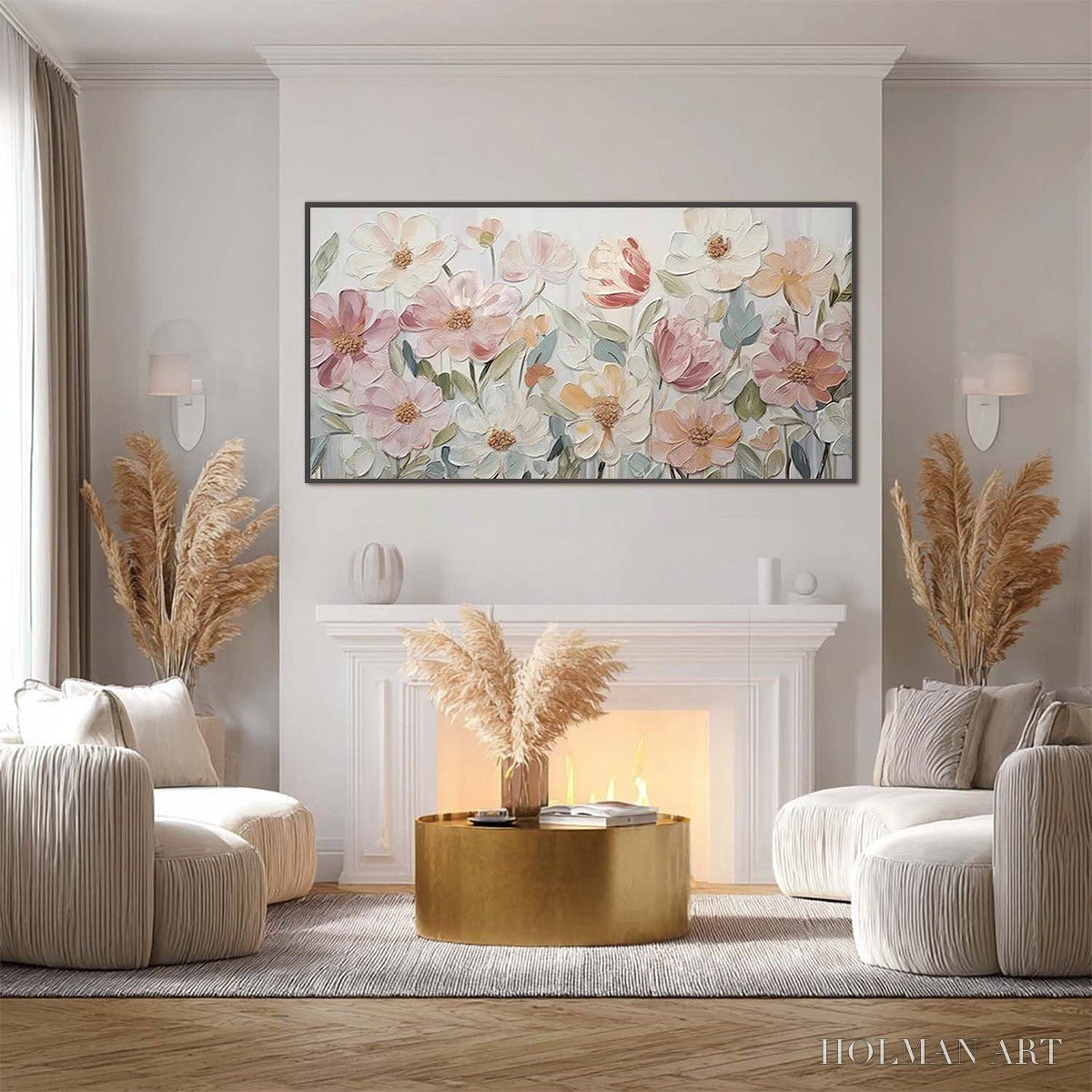 HOLMAN ART Bloom Whisper – Textured Pastel Floral Oil Painting - image 2