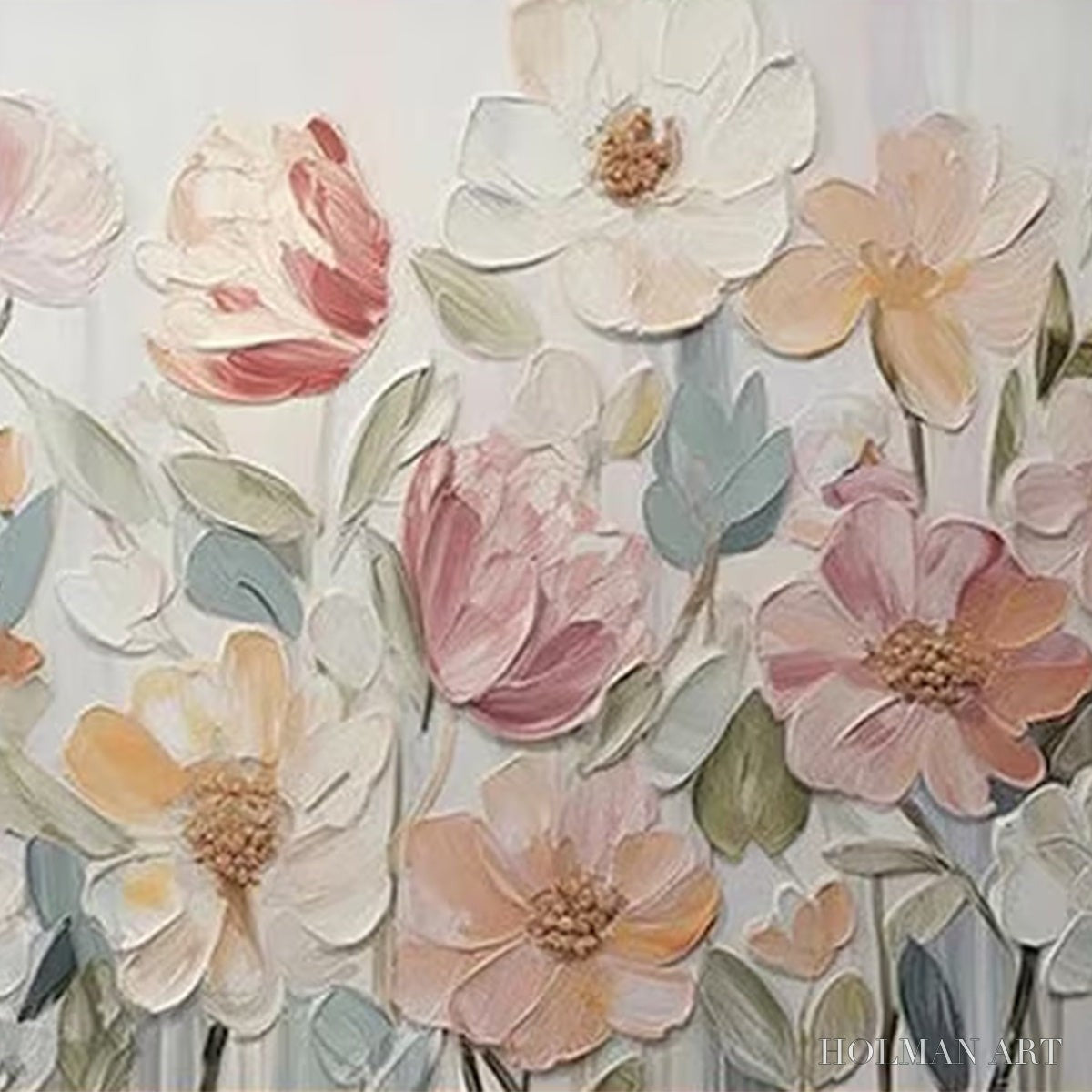HOLMAN ART Bloom Whisper – Textured Pastel Floral Oil Painting - image 3