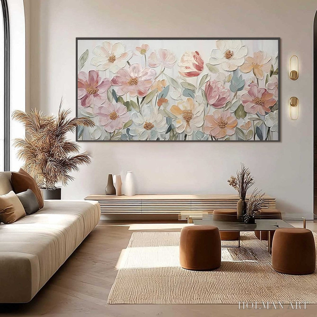 HOLMAN ART Bloom Whisper – Textured Pastel Floral Oil Painting - image 4