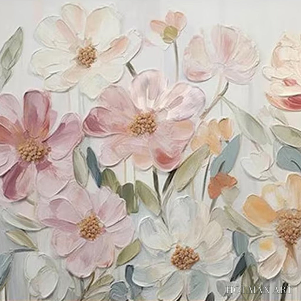 HOLMAN ART Bloom Whisper – Textured Pastel Floral Oil Painting - image 5