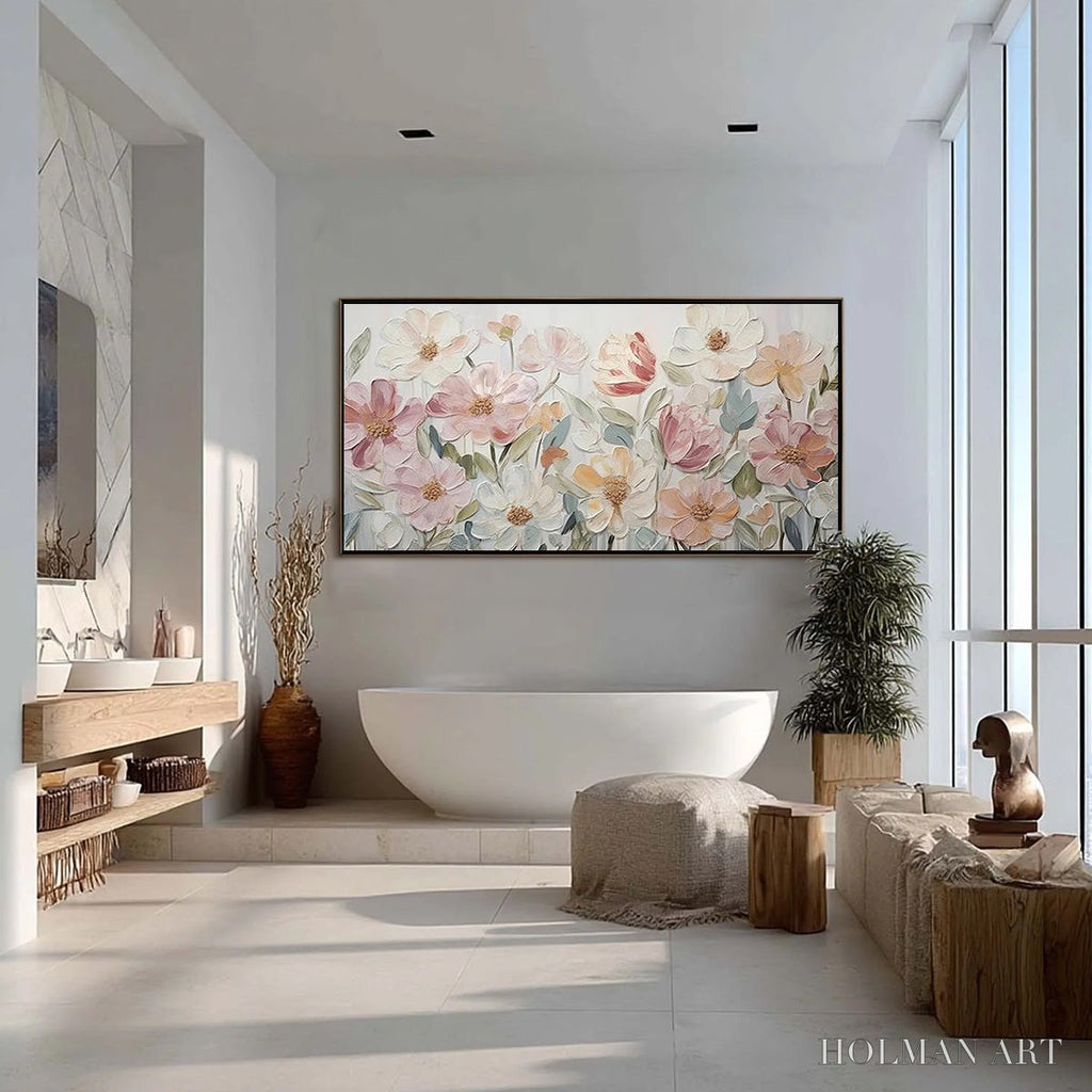 HOLMAN ART Bloom Whisper – Textured Pastel Floral Oil Painting - image 6