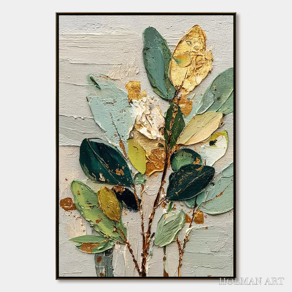 HOLMAN ART Gilded Botanica – Textured Palette Knife Floral Oil Painting - image 1