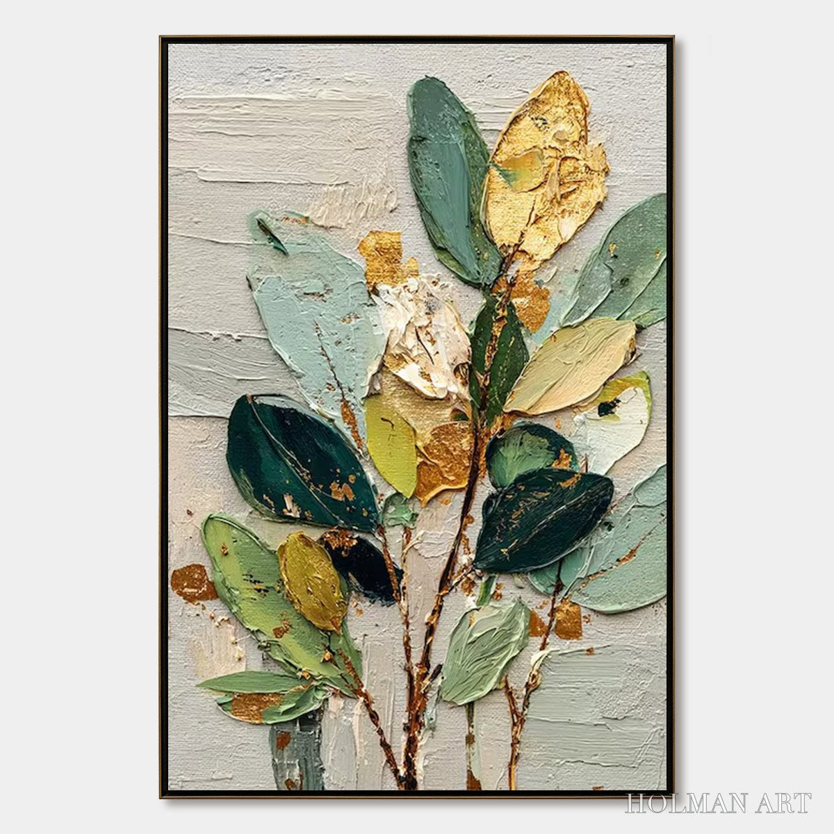 HOLMAN ART Gilded Botanica – Textured Palette Knife Floral Oil Painting - image 1