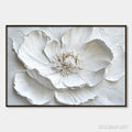 HOLMAN ART Ivory Bloom – Minimalist Textured Floral Oil Painting - image 1