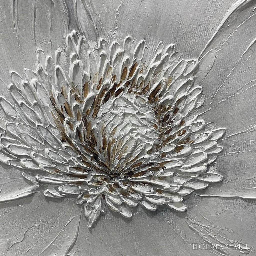 HOLMAN ART Ivory Bloom – Minimalist Textured Floral Oil Painting - image 4