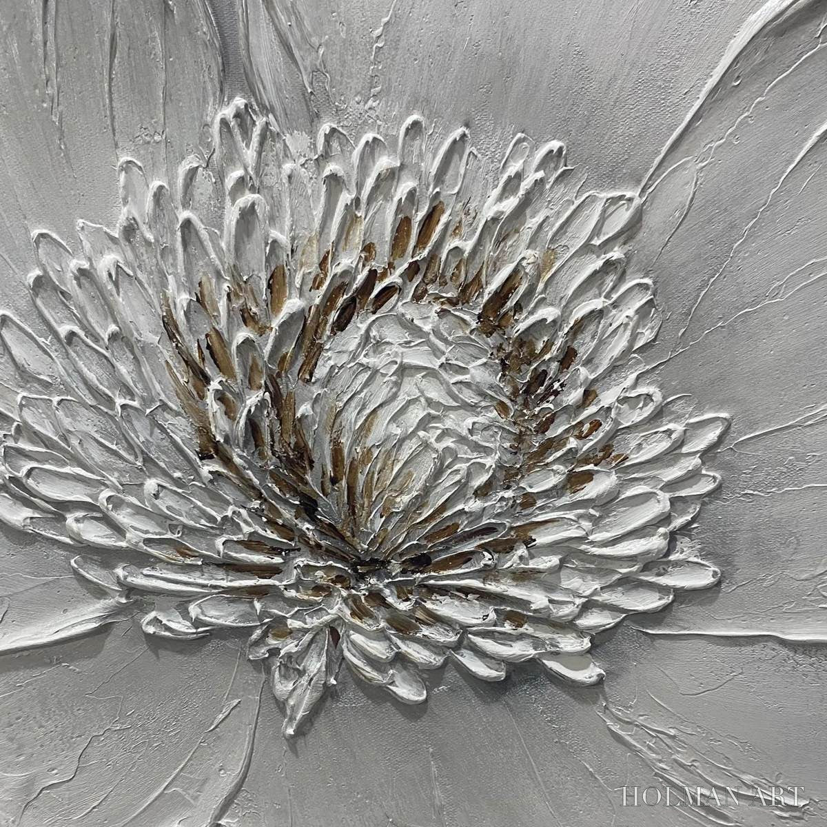 HOLMAN ART Ivory Bloom – Minimalist Textured Floral Oil Painting - image 4