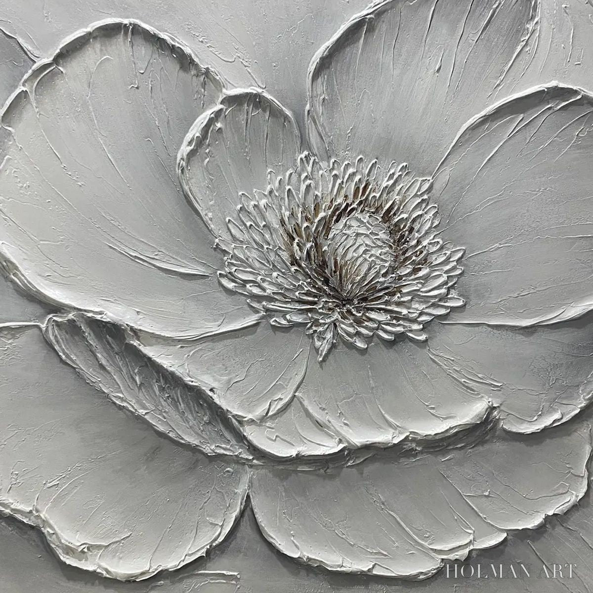 HOLMAN ART Ivory Bloom – Minimalist Textured Floral Oil Painting - image 6