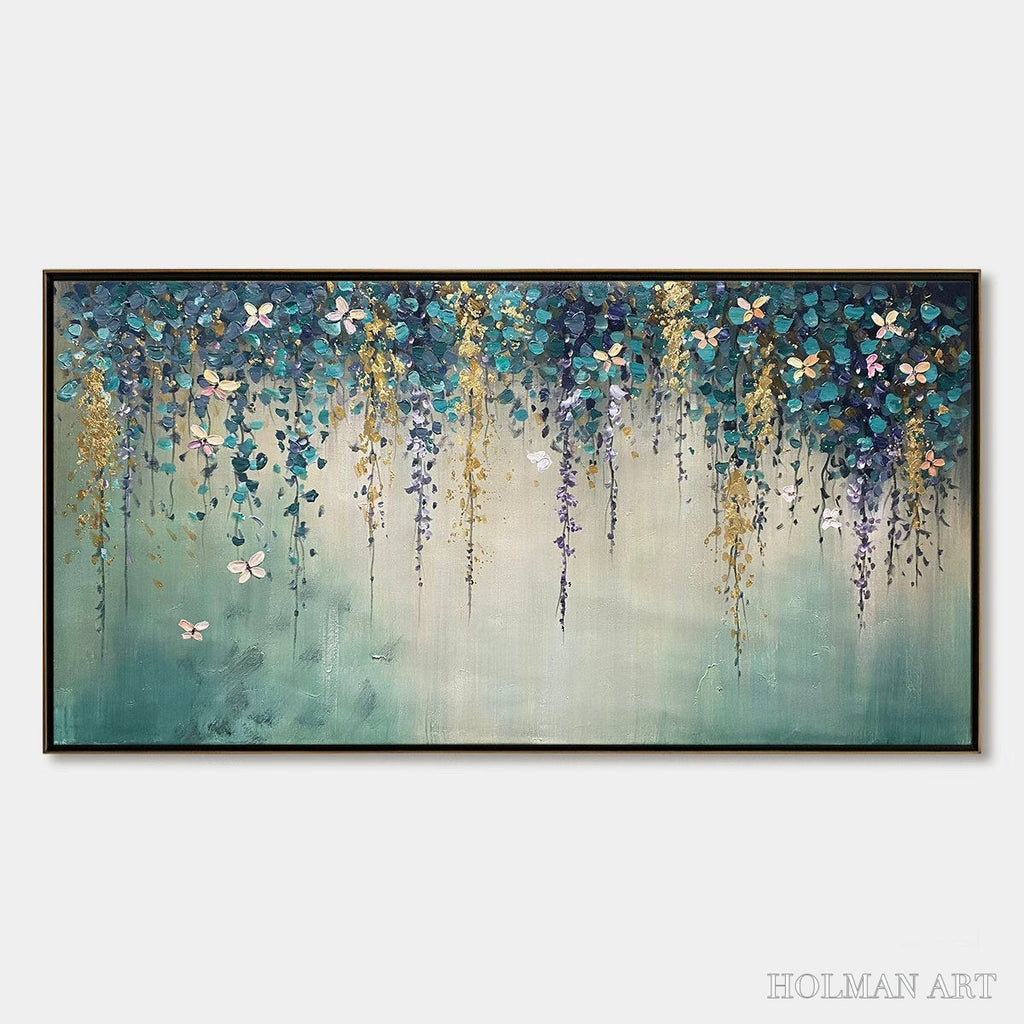HOLMAN ART Ready to Ship | Cascade – Panoramic Floral and Butterfly Oil Painting - image 3