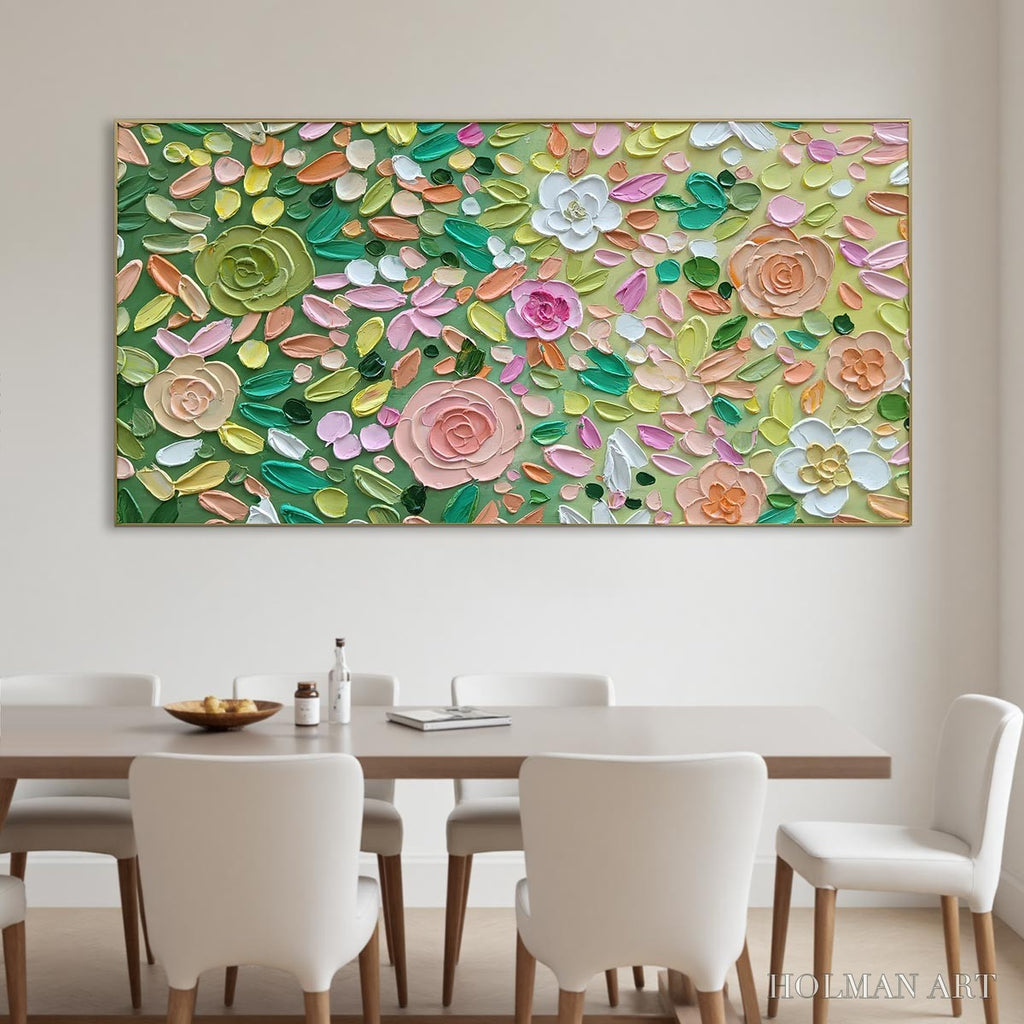 HOLMAN ART Ready to Ship | Garden Rhapsody | 28''X56'' | 70x140cm | Gold Frame - image 1