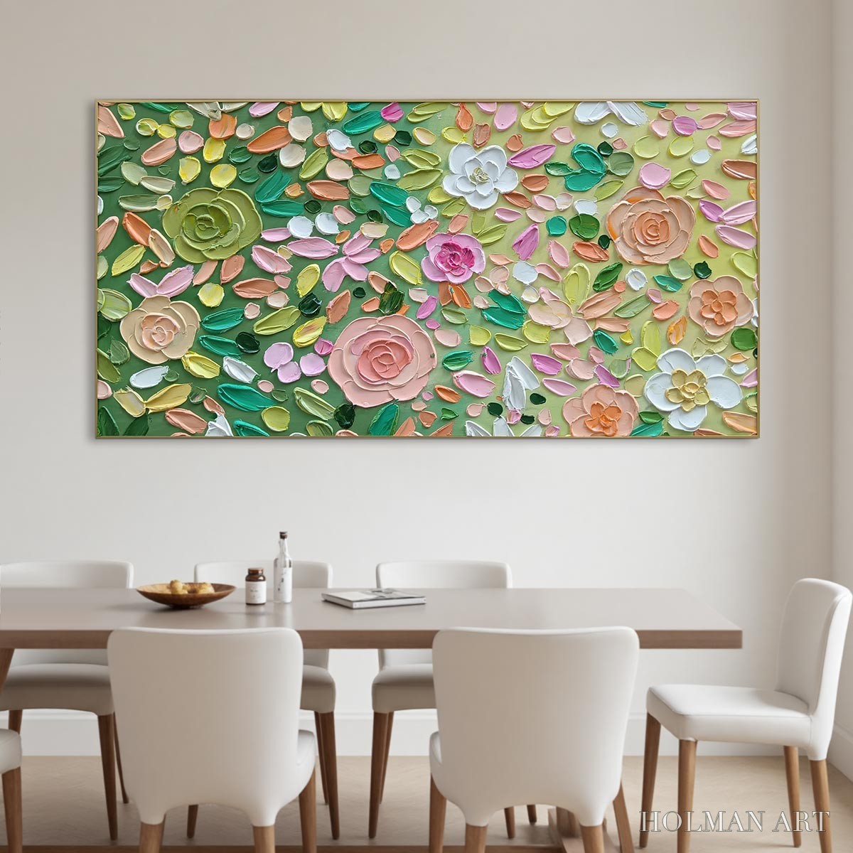 HOLMAN ART Ready to Ship | Garden Rhapsody | 28''X56'' | 70x140cm | Gold Frame - image 1