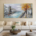 HOLMAN ART Ready to Ship | Parisian Autumn Stroll | 20''X40'' | 50x100cm | Gold Frame - image 1